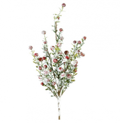 Red Snowy Berry Boxwood Spray