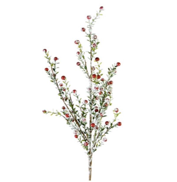 Red Snowy Boxwood Berry Spray