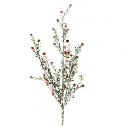 Red Snowy Boxwood Berry Spray