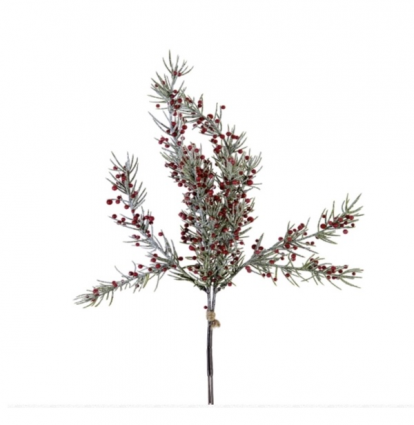 Frosted Pine Bundle with Red Berries 15"