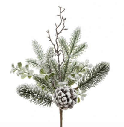Snow Pine & Eucalyptus Cone Pick 13"