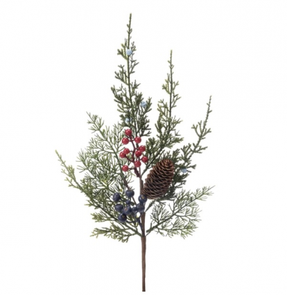 Red & Blue Berry Cone Cedar Pick 30"