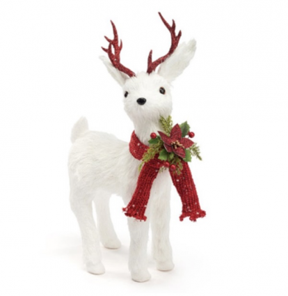White Standing Deer with Red Scarf