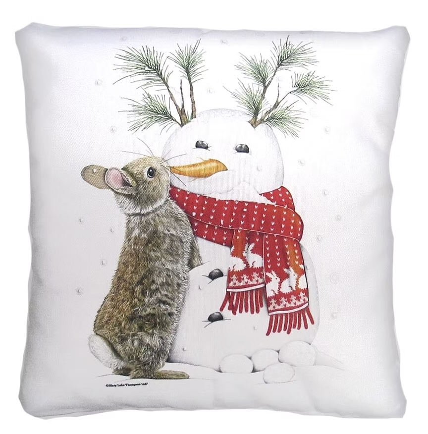 Snowman w/ Bunny Pillow 18' x 18"