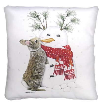 Snowman w/ Bunny Pillow 18' x 18"