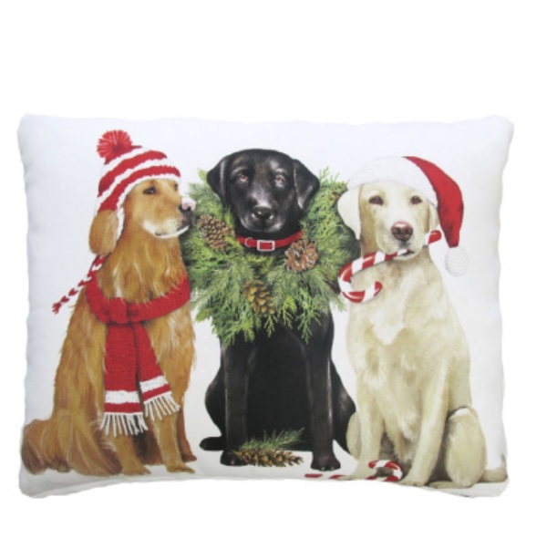 Christmas Dog Trio Pillow 19" x 24"