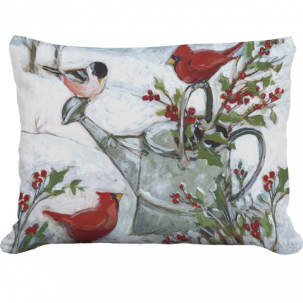 Watering Can with Birds Pillow 19"x24"