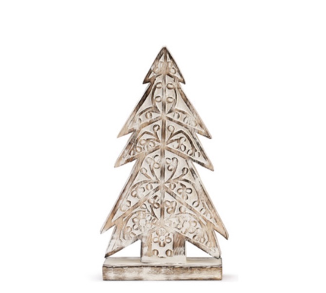Whitewashed Wood Tree 10"