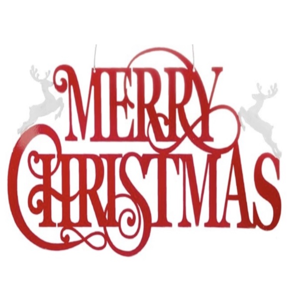 Red and White Enamel "Merry Christmas" Wall Decor 