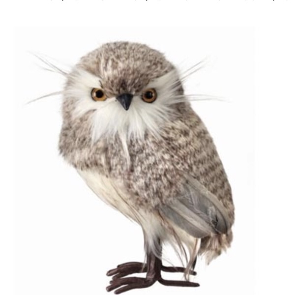 Grey Furry Standing Owl 