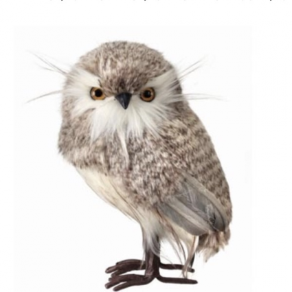 Grey Furry Standing Owl 