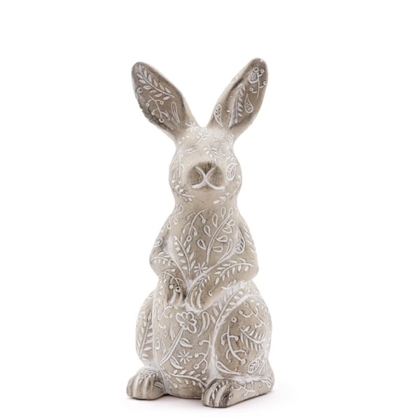 Whitewash Floral Bunny Standing 