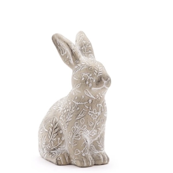 Whitewash Floral Sitting Bunny