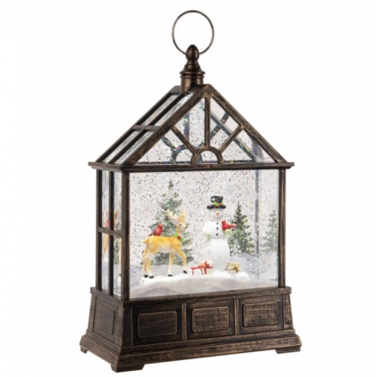 LED Light Up Shimmer Snowman Scene Figurine