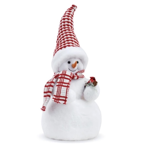 Snowman Holding Cardinal 19"H