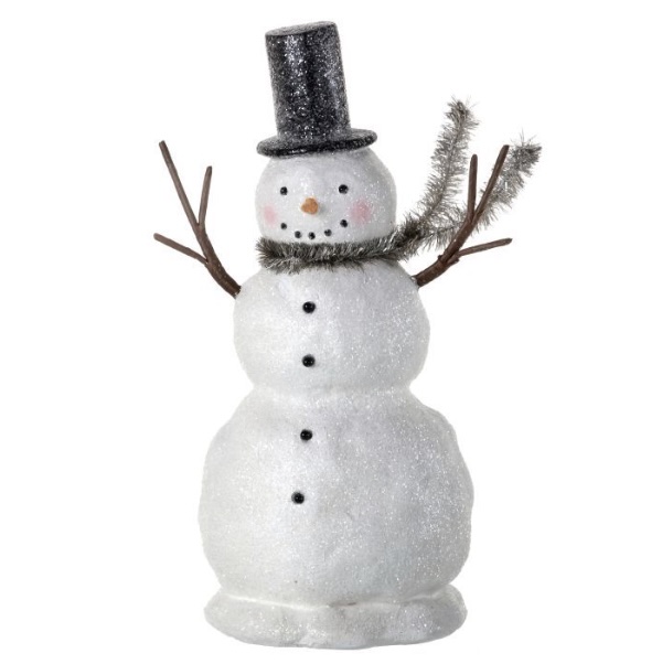 Frosty Retro Snowman with Twig Arms 9.5"