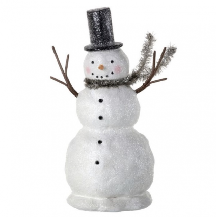 Frosty Retro Snowman with Twig Arms 9.5"