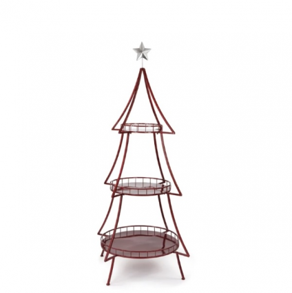 Iridescent Red Christmas Tree Shelf 90"H
