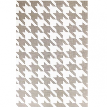 Houndstooth Sand & White Mat 6' x 9'