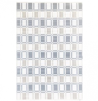 Plaid Off White & Stone Mat 5'X8'