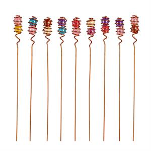 Copper Wire Art Glass Plant Pick 13"H