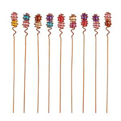 Copper Wire Art Glass Plant Pick 13"H