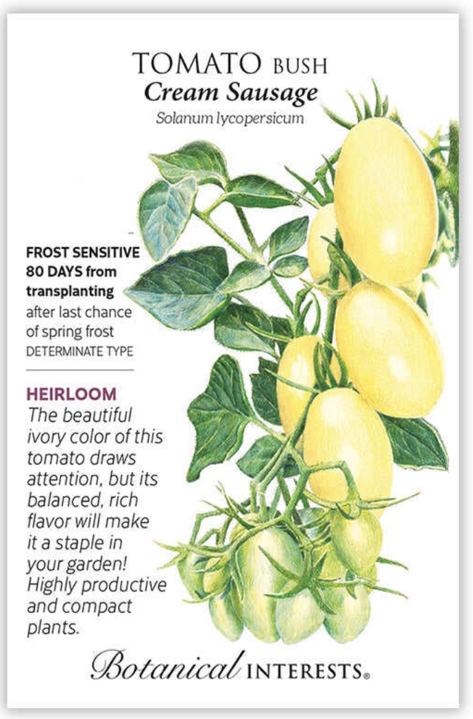 Cream Sausage Bush Tomato Seeds