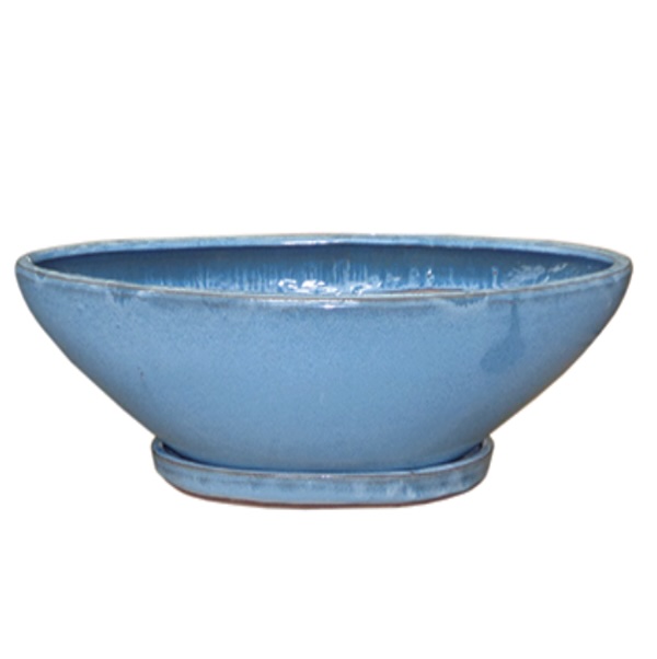 Tidal Blue Oval Discus Planter,13" 