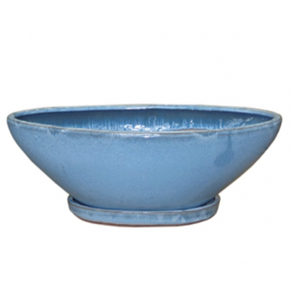 Tidal Blue Oval Discus Planter,13" 