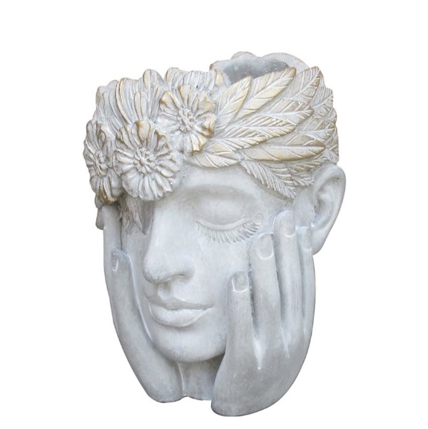 Cement Fairy Head Planter 7"