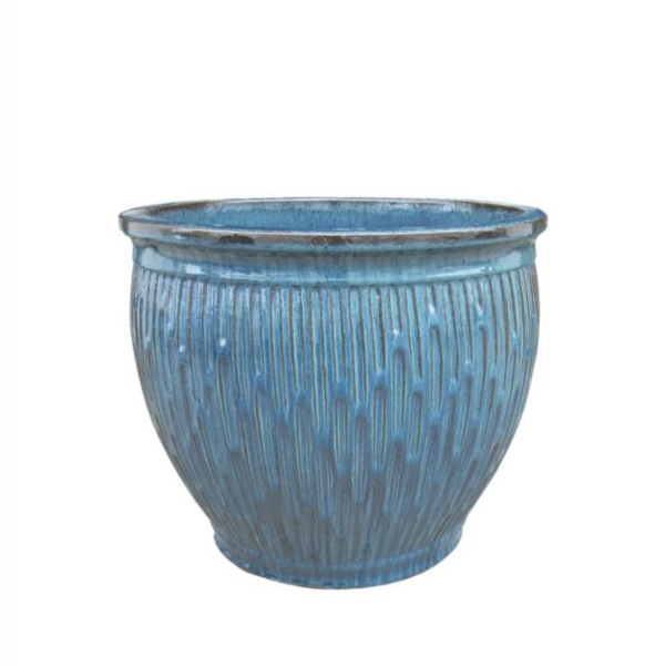 Dashed Sea Blue Planter 9" 
