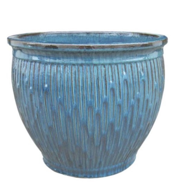 Dashed Sea Blue Planter 15" 