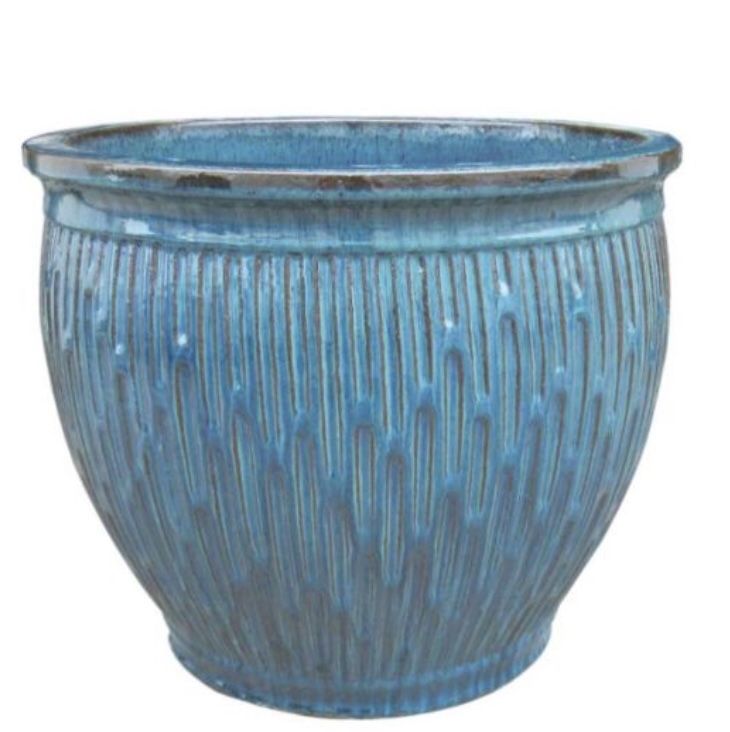 Dashed Sea Blue Planter, 18" 
