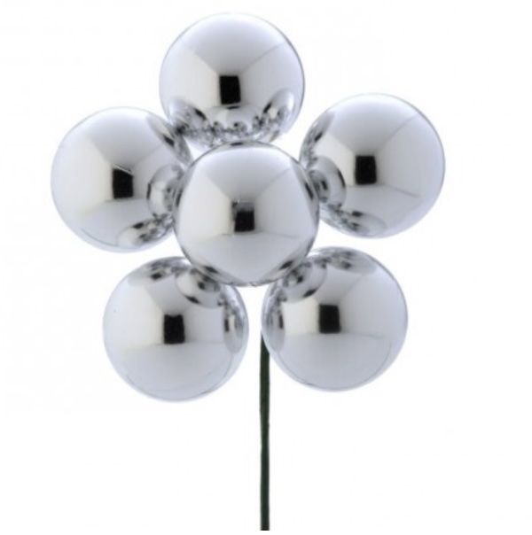 Silver Shiny Stemball Pick 40mm