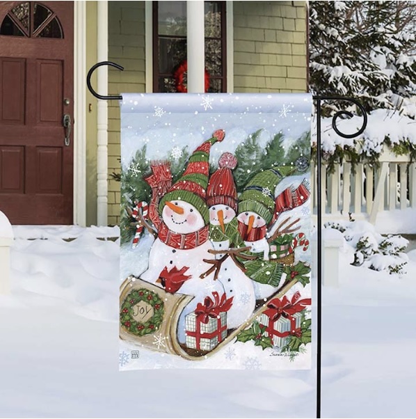 Sledding Snowmen Mini Flag