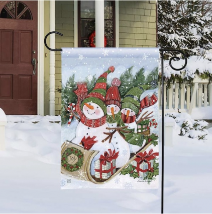 Sledding Snowmen Mini Flag