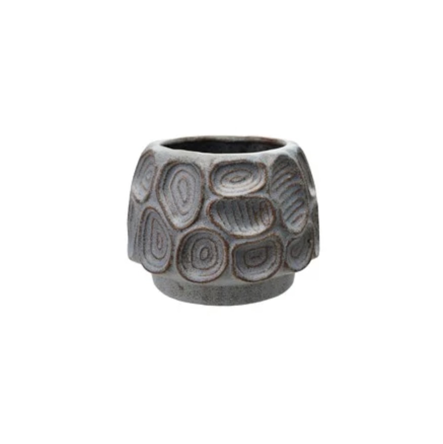 Embossed Stoneware Planter 6.5"