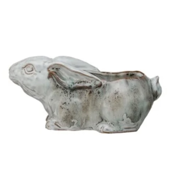 Stoneware Rabbit Planter  8"