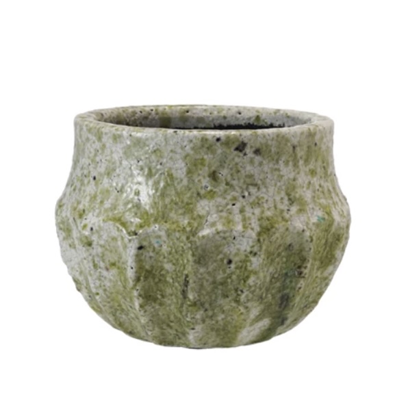 Terra-cotta Crackle Glaze Planter with Terrazzo Finish 6" 