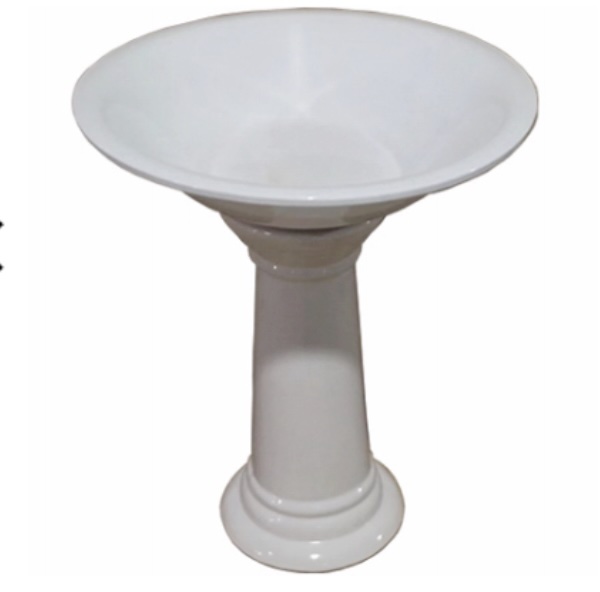 Classic White Ceramic Birdbath 24"