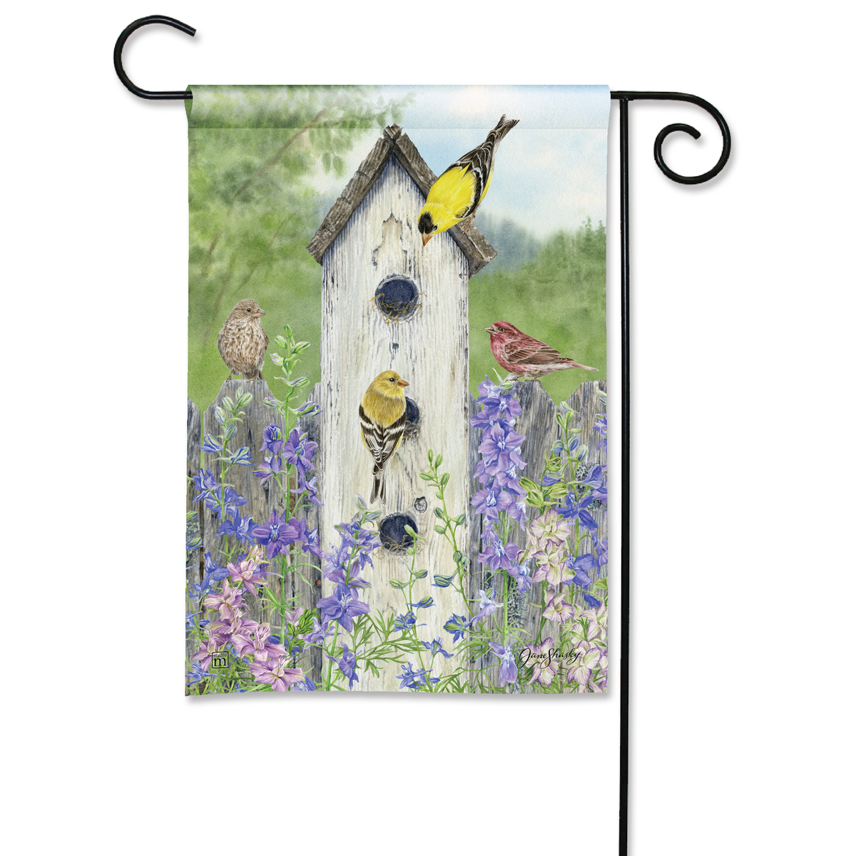 Country Birdhouse Mini Garden Flag