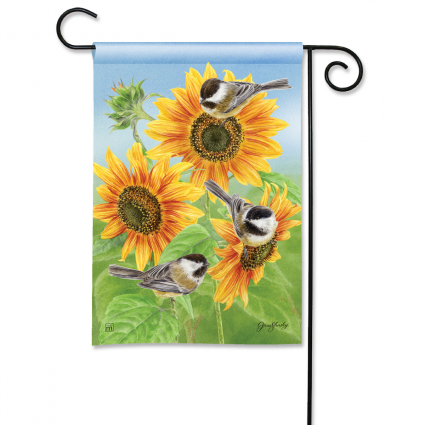 Sunflowers & Chickadees Mini Garden Flag