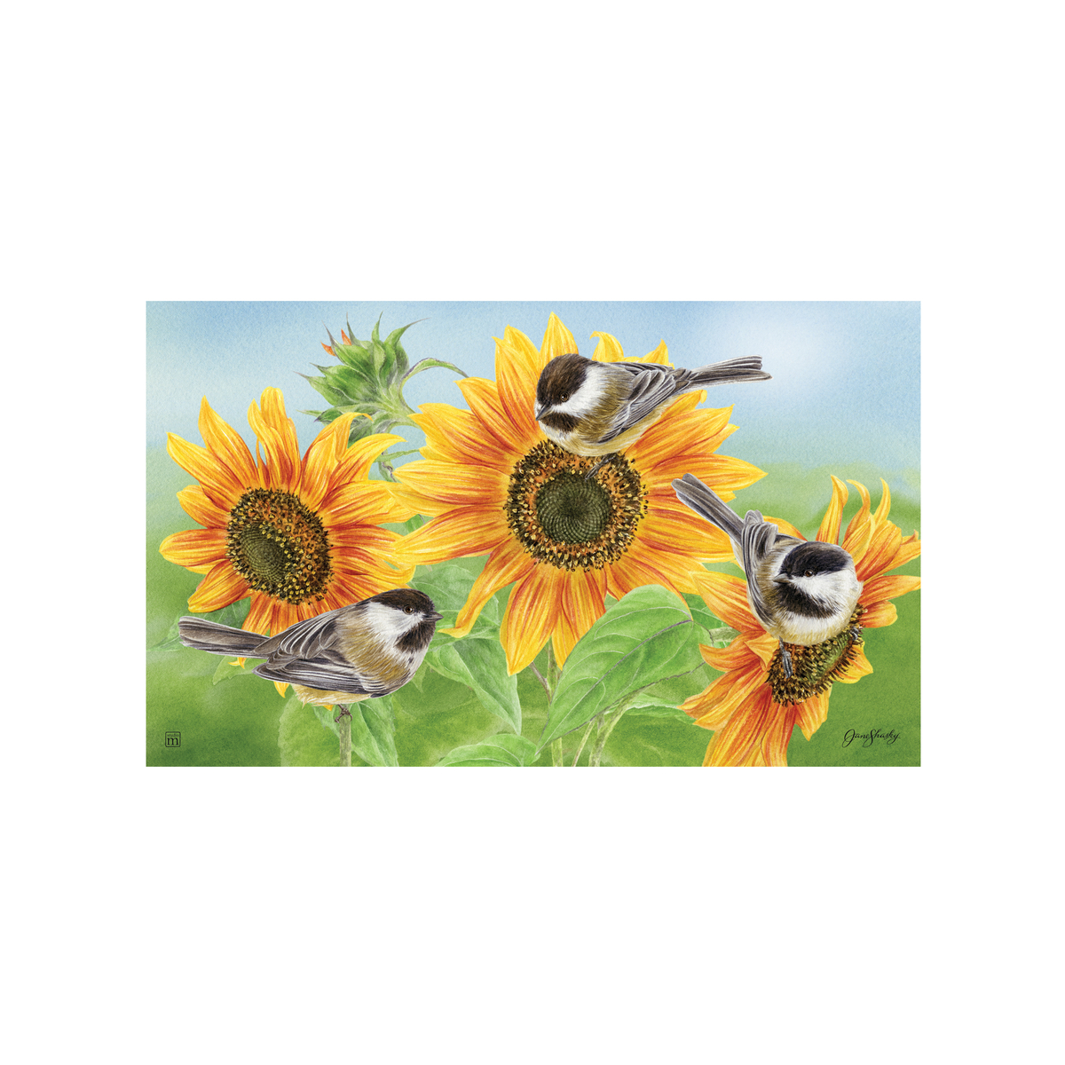 Sunflowers & Chickadees Doormat