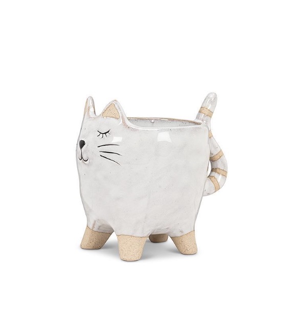 Small Cat Planter with Tail 4"
