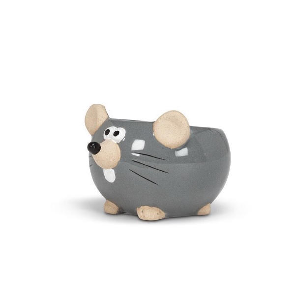Mini Grey Mouse Planter 2.25"H