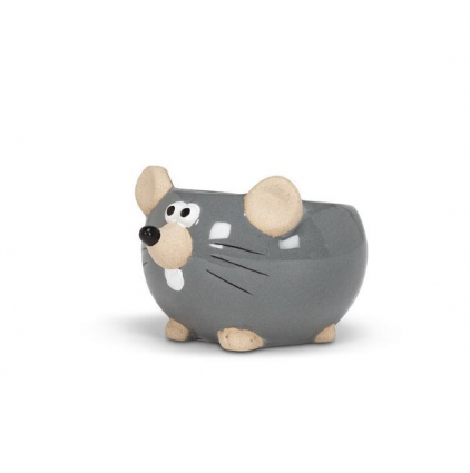 Mini Grey Mouse Planter 2.25"H