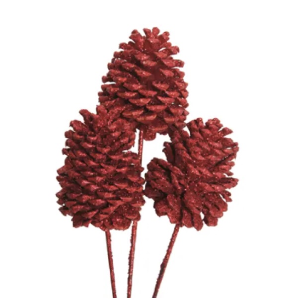 Red Glitter X-Large Jeffrey Pine Cones