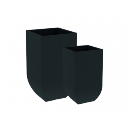 Black Verticale Square Poly Pot Planter 17.7"