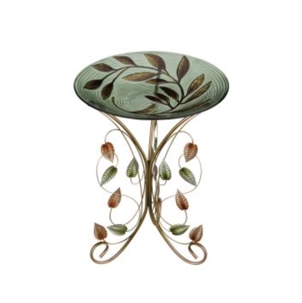 Leaves Birdbath with Decorative Stand 18"