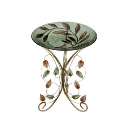 Leaves Birdbath with Decorative Stand 18"